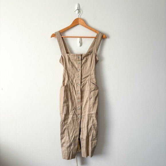 Aritzia Babaton Kofi Belted Button Front Dress Tan Size 2 - Picture 6 of 10